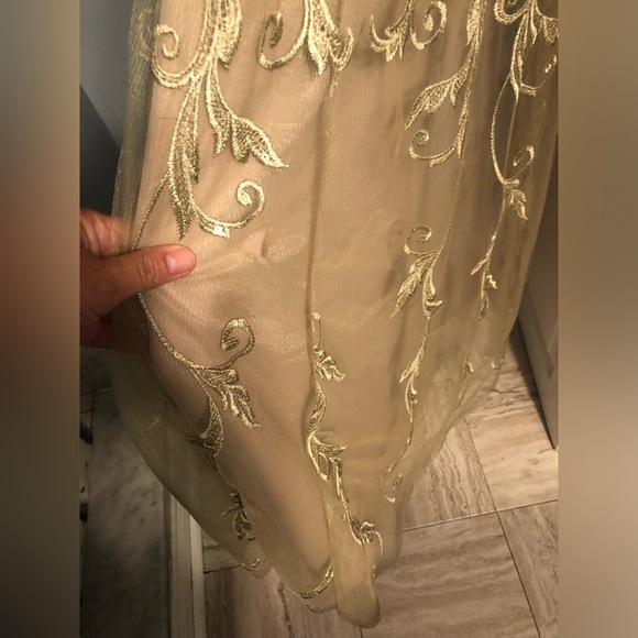 JJ’s House Taupe A-line V-Neck Floor-Length Dress - Picture 8 of 8